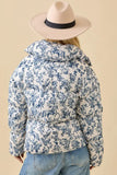 🐎Vintage Horse Toile Puff Jacket – Classic Navy 💙