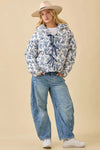 🐎Vintage Horse Toile Puff Jacket – Classic Navy 💙