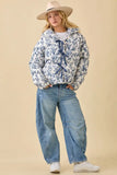 🐎Vintage Horse Toile Puff Jacket – Classic Navy 💙