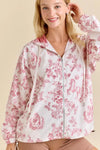🐴 Vintage Horse Toile Windbreaker Hoodie – Dusty Rose 🌸