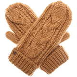 🧤 Winter Cable Knit Mittens – Camel