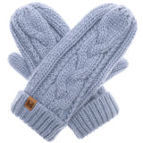 🧤 Winter Cable Knit Mittens – Dusty Blue