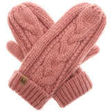 🧤 Winter Cable Knit Mittens – Rose