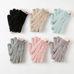💗 Women’s Winter Knit Gloves – Touchscreen Full Finger (Pink)