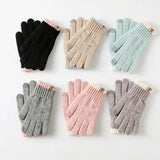 💗 Women’s Winter Knit Gloves – Touchscreen Full Finger (Pink)