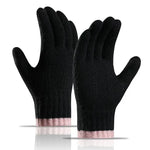 🖤 Women’s Winter Knit Gloves – Touchscreen Full Finger (Black)
