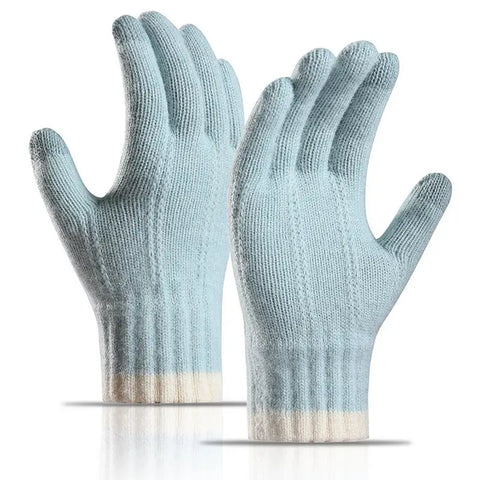 🩵 Women’s Winter Knit Gloves – Touchscreen Full Finger (Teal Blue)