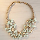💚 Chunky Multi-Strand Jade Green Beaded Statement Necklace