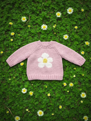 🌼 Flower Sweater – Baby Pink/White/Yellow ✨