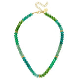🌿 Green Jade & Gold Bead Necklace