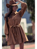 🤎 Western Suede Shirt Mini Dress – Saddle Suede Chic
