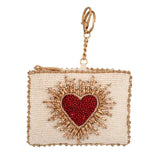 Mary Frances “Heart Burst” Red & Cream Beaded Coin Purse ❤️