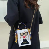 Retro Beauty Pattern Crossbody Bag- Gold