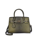 💚 Virginia Ostrich Embossed Satchel – Olive