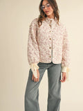 🌸 Floral Quilted Jacket with Ribbon Detail