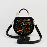 Fox & Owl Embroidered Black Saddle Bag 🦊