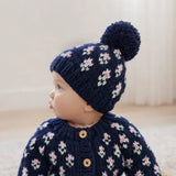 Bitty Blooms Indigo Beanie for Baby & Kids 🌸