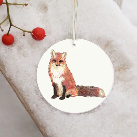 Red Fox 3 Porcelain Ornament