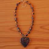 💛 Beaded Tortoise Shell Heart Necklace