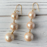 ✨ Triple Pearl Drop Earrings – 3" 🤍