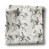 🐎 Horse & Pony Equestrian Waffle Weave Kitchen Towel B/W