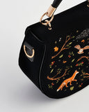 Fox & Owl Embroidered Black Saddle Bag 🦊