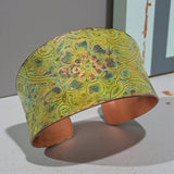 💚🌿 Copper Patina Bracelet – Light Green Floral