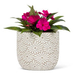 🌼 Sweet Briar Large White Daisy Round Planter – 6"H