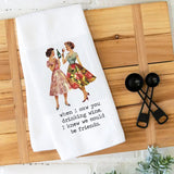 🍷👯 Friends Drinking Wine Waffle Weave Towel