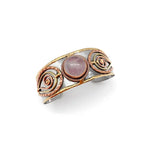 ✨ Narrow Mixed Metal Cuff Bracelet – Rose Quartz