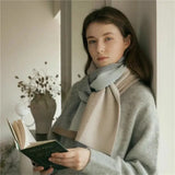 🧣 Color Block Knit Scarf – Mint Green