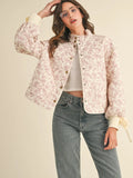 🌸 Floral Quilted Jacket with Ribbon Detail