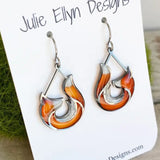 🦊 Stained Glass Teardrop Fox Earrings-Silver