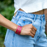 💗➡️ Brass Patina Cuff Bracelet – Pink Arrows