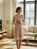 🩷 Turtle Mock Neck Solid Knit Stretch Sweater Dress – Pink