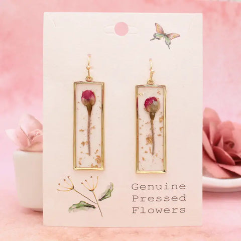 🌸 Sweet Briar Sweet Pink Flower Dried Flower Earrings