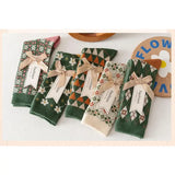 🎄 Green & Pink Floral Knit Mid-Length Socks