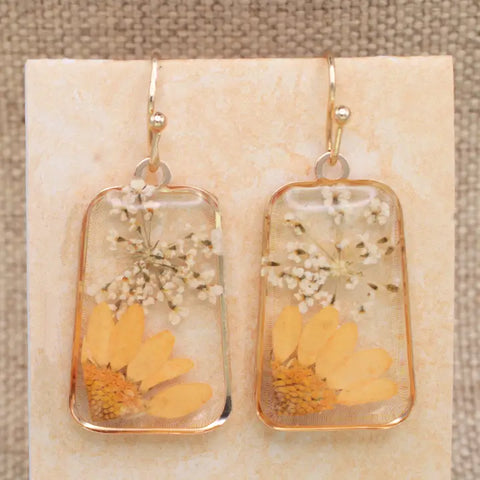 🌼 Pressed Sunflower Earrings