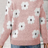 🌸 Floral Half-Zip Sweater