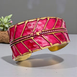💗➡️ Brass Patina Cuff Bracelet – Pink Arrows