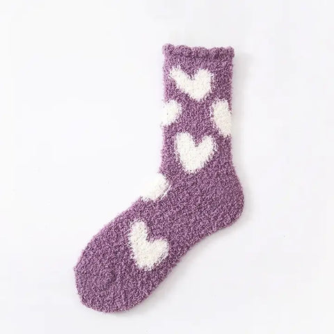 💜 Purple Heart Fleece Socks – Cozy Chic Edition