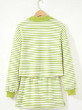 💚 Eloise Striped Collared Pullover & Skort 2 Pcs Set