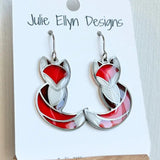 🦊 Stained Glass Posh Fox Earrings – Silver