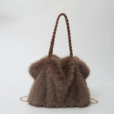 ✨ Winter Faux Fox Fur Tote Brown