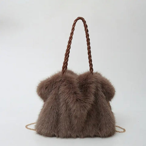 ✨ Winter Faux Fox Fur Tote Brown