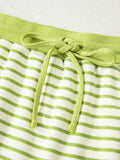 💚 Eloise Striped Collared Pullover & Skort 2 Pcs Set