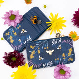 🐝 The Beekeeper Purple Bee Design Card Holder Purse-Navy