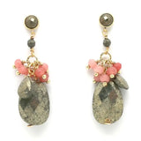 ✨ Pyrite & Pink Drop Earrings – French Flair Collection