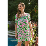 🌸 Vibrant Floral Cotton Flare Mini Dress