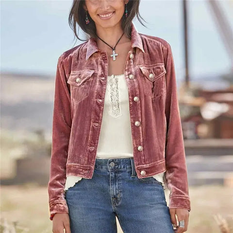 🌸 Sweet Briar Light Pink Velvet Jacket